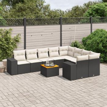 Set Sofá Jardín Maison Exclusive 10 pzas - Ratán Sintético Negro