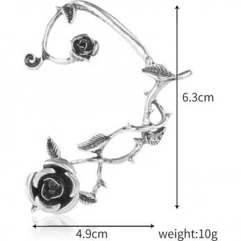 Vintage Silver Flower Elf Ear Cuff Earrings for Women - No Piercing Clip-On Jewelry