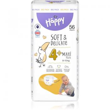 Scutece Soft Maxi Plus Nr 4+, 9-15 Kg – 56 bucăți Happy