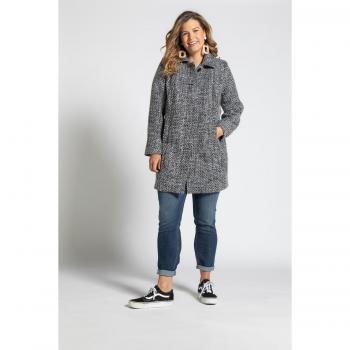 Plus Size Black Tweed Fully Lined Coat, Women, Size 36/38, Polyester/Synthetic Fibers/Wool