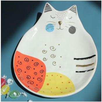 Coupelle voor Sleutels Keramiek Katten Wit Multikleur 25x21x7 cm