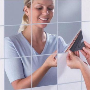 Silver DIY Mosaic Bathroom Mirror Stickers