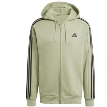 Adidas Felpa Con Zip Essentials Fleece 3 Stripes Verde Oliva L