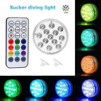Submersible 13 LED Light with Magnet Suction Cup for Pools, Remote Control