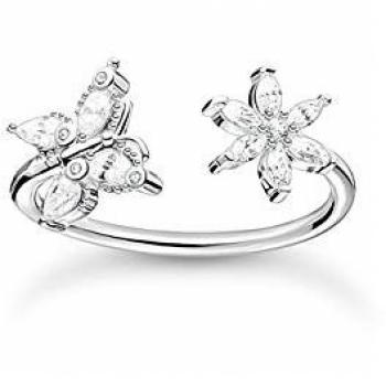 Cubic Zirconia Butterfly & Flower Ring by THOMAS SABO