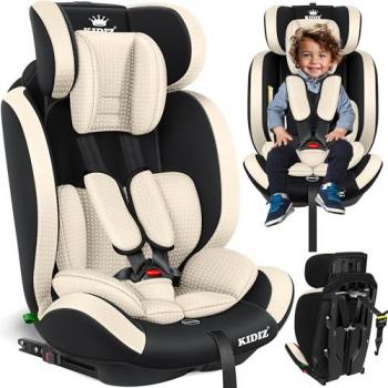 Siège auto KIDIZ® Isofix pour enfants – 9 à 36 kg, Groupes 1, 2 & 3, Ceinture 5 Points ECE R129/03 Beige