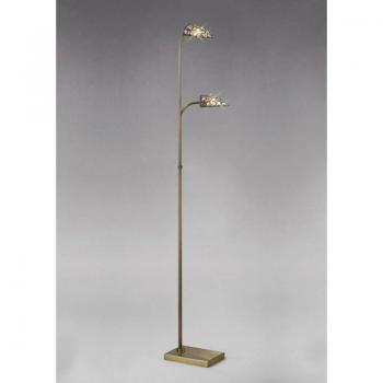 Diyas - Inspired Ashton - Floor Lamp 2 Light Antique Brass, Crystal