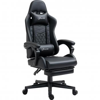 Vinsetto PU Leather Gaming Chair with Footrest - Black
