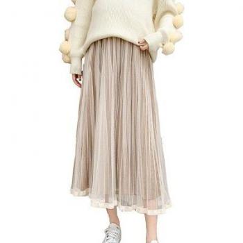Maternity High Waist Pleated Velour Midi Skirt