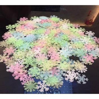 Fluorescent Luminous Snowflake and Star Decals for Kids Room - 10PC