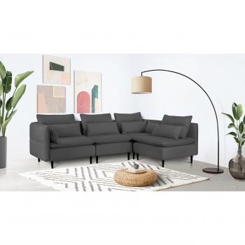 ANDAS Ecksofa „ALVIK L‑Form“ – Modulares Design, grau