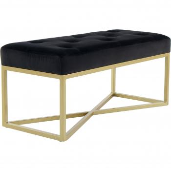Elegant bänk i plast och trämaterial svart/guld