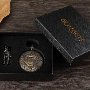 Engraved Bronze Vintage Steampunk Pocket Watch Necklace