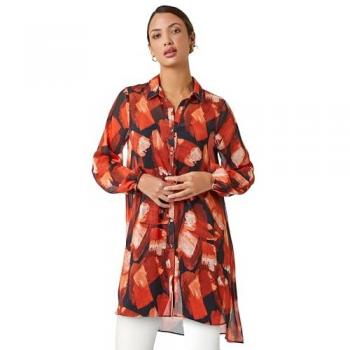 Abstract Print Longline Blouse