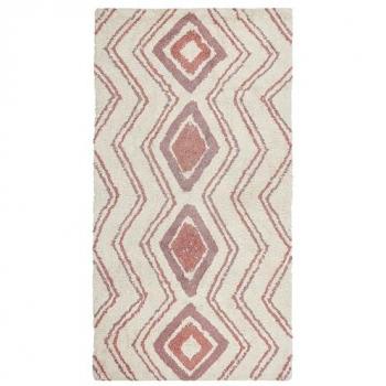 Hand-Tufted Cotton Area Rug in Beige and Pink