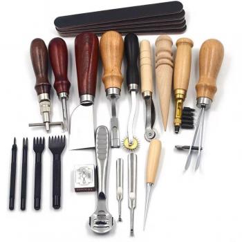 18-Piece Leather Tool Kit for Hand Sewing and Carving