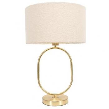 Brushed Gold Oval Table Lamp with Antonia Cream Boucle Shade