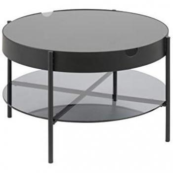Tipton Round Coffee Table - 75cm Black & Smoked Glass