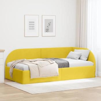 Lit d'angle couleur jaune avec tête intégrée, tissu velours, 90 x200 cm – vidaXL
