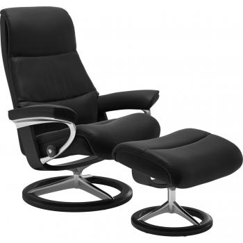 Stressless View – Komfortset Schwarz (Relaxsessel + Hocker)