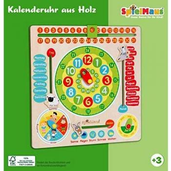 Kalenderuhr Holz Spielmaus 30x30cm