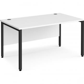 Maestro 25 Rectangular Office Desk – 1400 × 800 mm, Black Bench Legs, White Surface