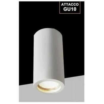 Porta Faretto Cilindrico da Soffitto in Gesso Verniciabile con Attacco Gu10 - Modello Gs-c140-t