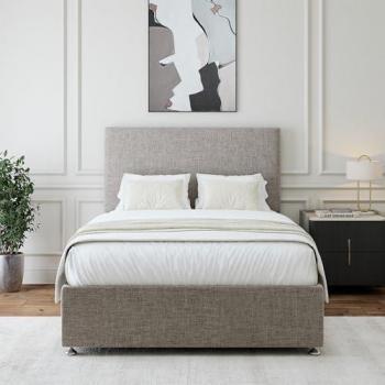 Light Grey Linen Bedmaster Flat Base with Plain Headboard