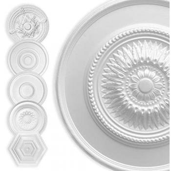 Stuckrosette Styropor EPS weiß, Deckenrosette rund & eckig