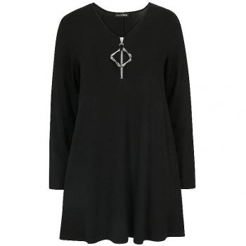 DORIS STREICH Schwarzes Damen Langarmshirt, Größe 44