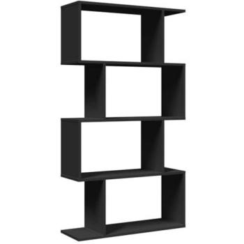 4-Tier Room Divider Bookcase Black 70x24x129 cm Engineered Wood vidaXL
