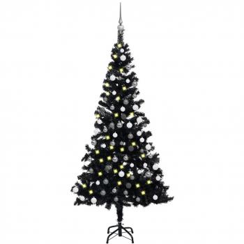 Arbre de Noël artificiel pré-éclairé noir 120 cm PVC