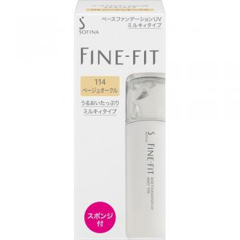 Fundación Gel Sofina FINE FIT UV Tipo Leche 114 Beige Ocre