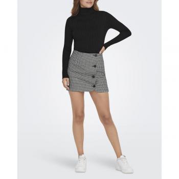 Falda Corta Only Estampado Cuadros Mujer Negra