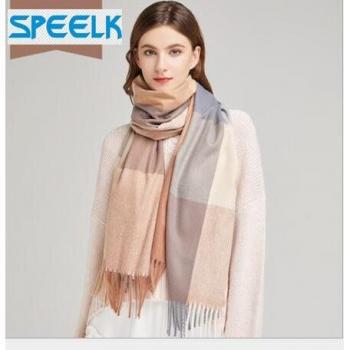 Plaid Cashmere Shawl for Women