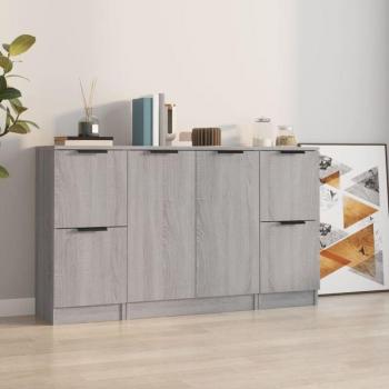 Credenza Moderna Grigio Sonoma 3 pz