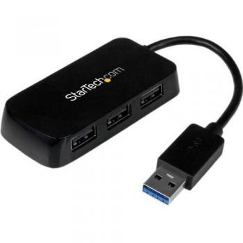 StarTech NEGRO 4 PUERTOS EXTERNAL USB 3 MINI HUB CON BUILT-IN CABLE