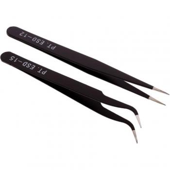 2Pcs ESD Precision Soldering Tweezers Set