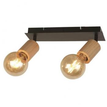 Luz de techo Industrial-Nordic Spinso Acero Negro Marrón 2 Luces E27