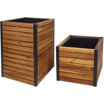 Lote de Jardineras de Madera para Exterior