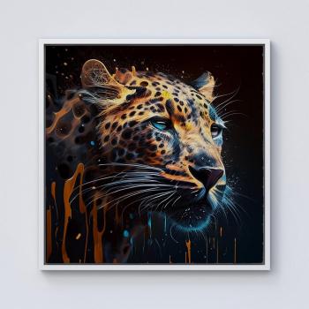 Leapoard Dark‑Background Splash Art Canvas – 25.4 cm (Yellow) in Pine Frame