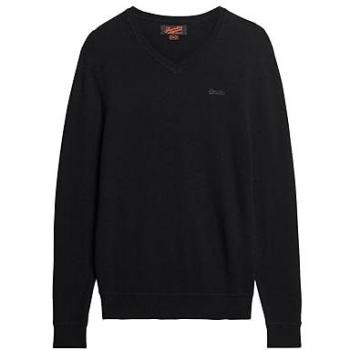 Superdry T-Shirt a Manica Lunghissima Essential Tessuto Ricamato Nero 3XL