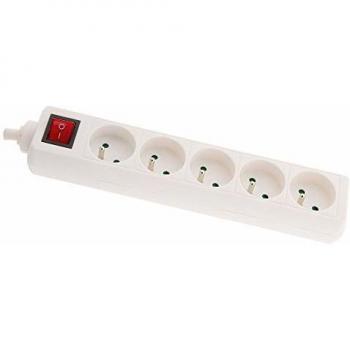 Multiprise 5 prises 16A 2P+T avec interrupteur Blanc