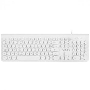 Teclado USB Multimídia Vinik Dynamic Circle ABNT2 Teclas Redondas 1.8m Branco