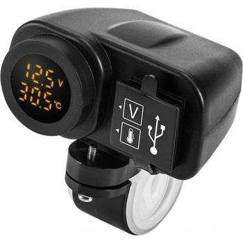 Cargador USB para moto con pantalla digital y termómetro