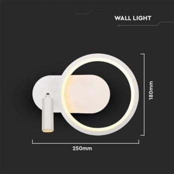 V-Tac Vt-7906 Lampada Da Parete Led Applique Moderno A Cerchio 14w In Metallo Corpo Bianco 25cm Luce 3000k - 14983