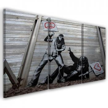Street Art Leinwandbild Banksy 3-teilig 60x40