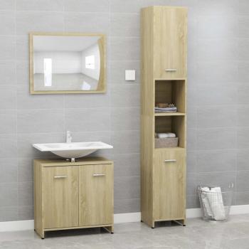 VIDAXL Set Mobili da Bagno 3 pz Rovere Sonoma in Truciolato