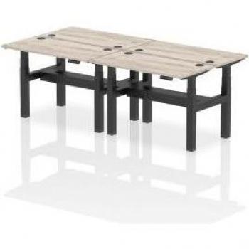 Air 1200 x 600mm Height Adjustable 4 Person Bench Desk Grey Oak top with Cable P