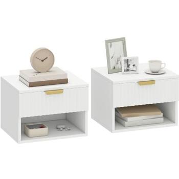 Dual Wall-Mount Night Table Set – White